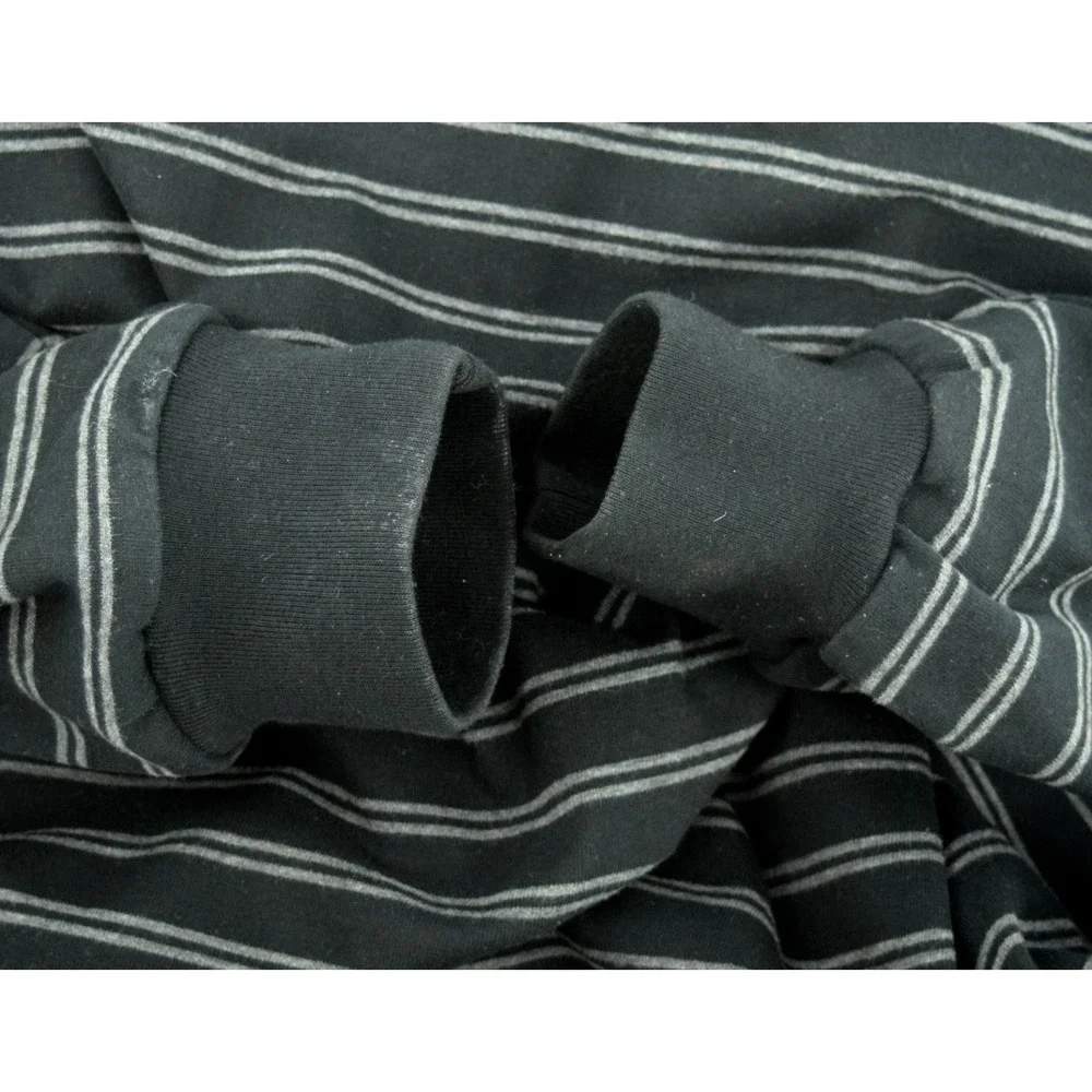 Polo Ralph Lauren Men's XL Black & Gray Striped Long Sleeve Cotton Polo Shirt